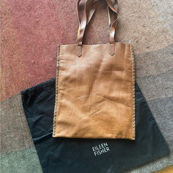 Eileen Fisher Handbags - Eileen Fisher Tan Leather Studded Tote w/ Dust Bag